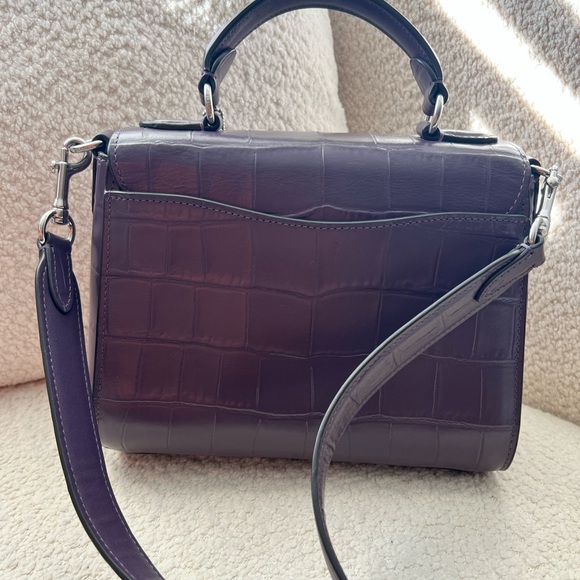 Coach Morgan Top Handle Satchel Amethyst Purple Croc Embossed Leather Crossbody - Picture 4 of 10